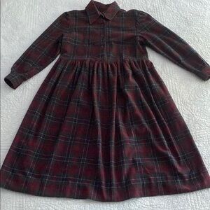 Vintage Red and Blue Long Sleeve Buttoned Dress
